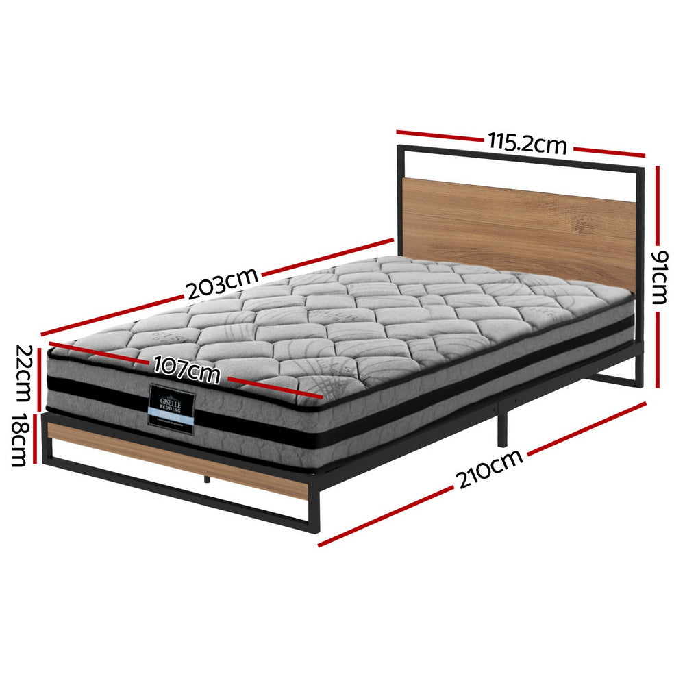 Artiss Dane Industrial Metal Bed Frame King Single Black