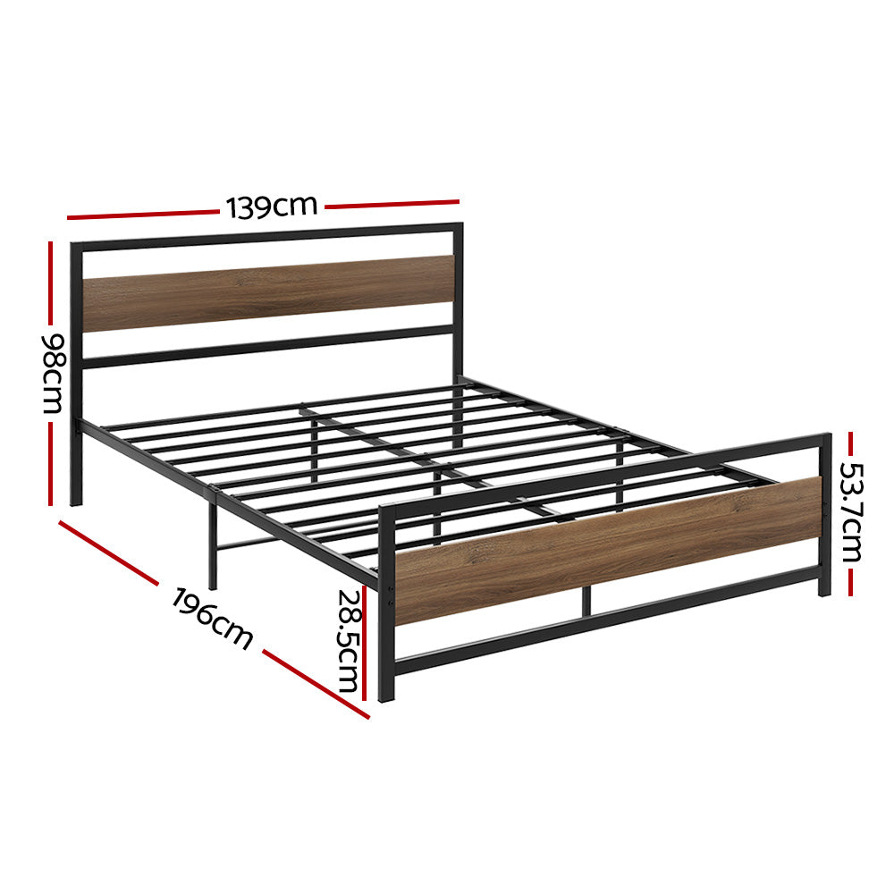 Artiss Drew Industrial Bed Frame Double Black Steel MDF