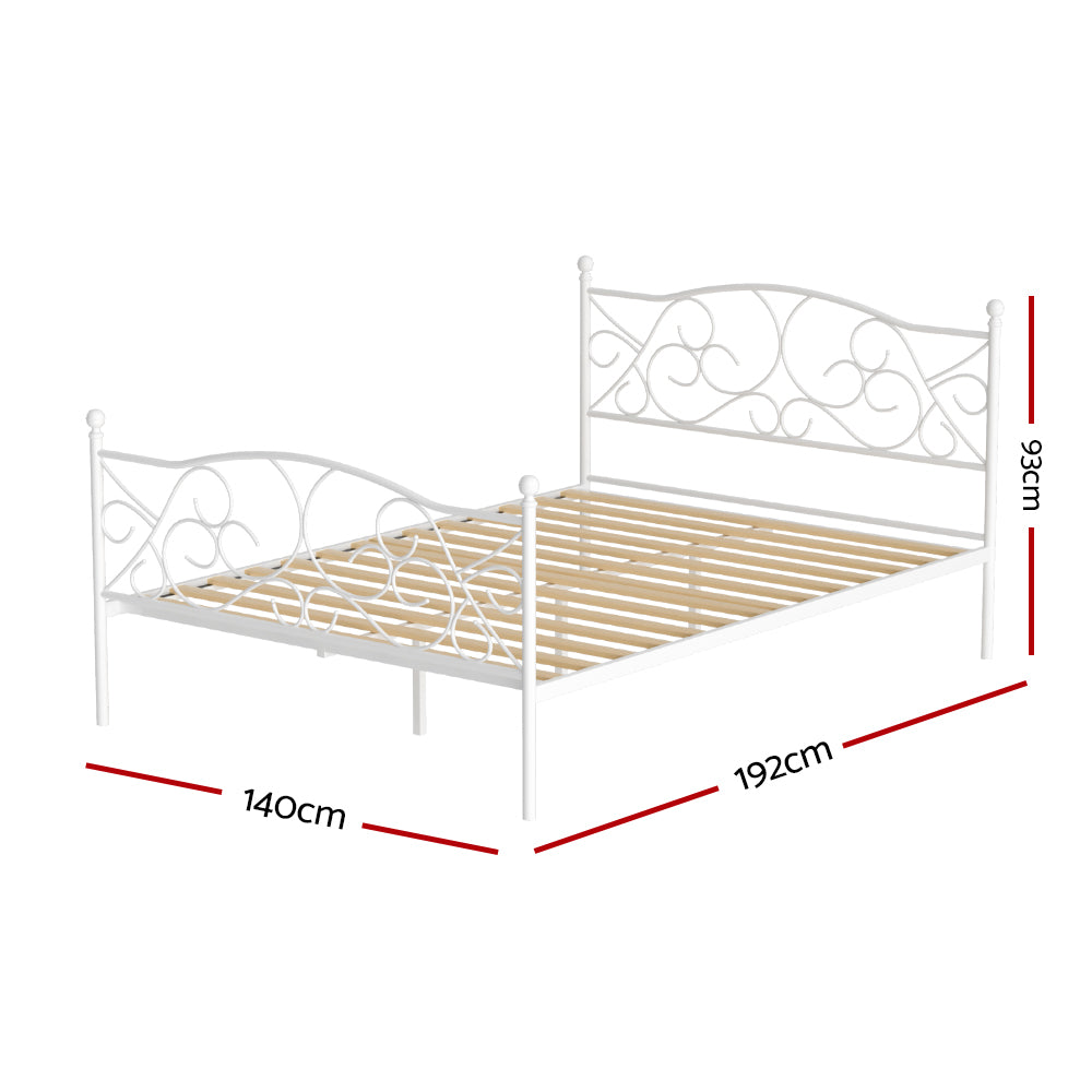 Artiss Groa Metal and Plywood Bed Frame Double White