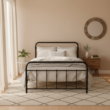 Artiss Leo Metal Bed Frame King Single Black Steel