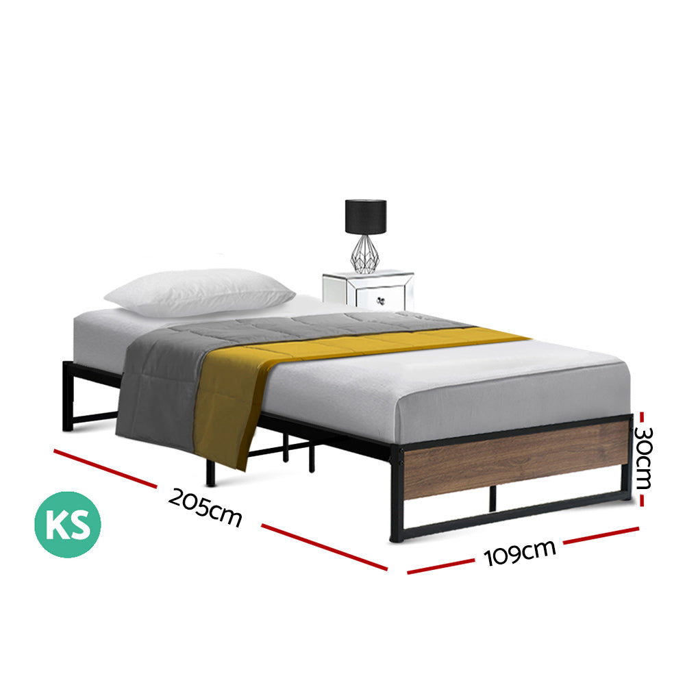 Artiss Oslo Industrial Metal Bed Frame King Single Black