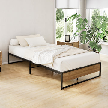 Artiss Oslo Industrial Metal Bed Frame King Single Black