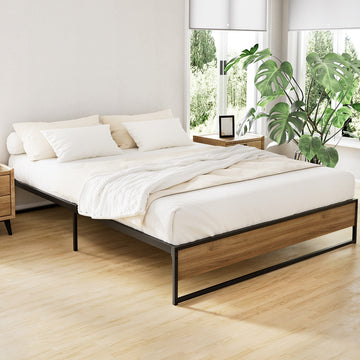 Artiss Industrial Metal Bed Frame Queen Black Steel