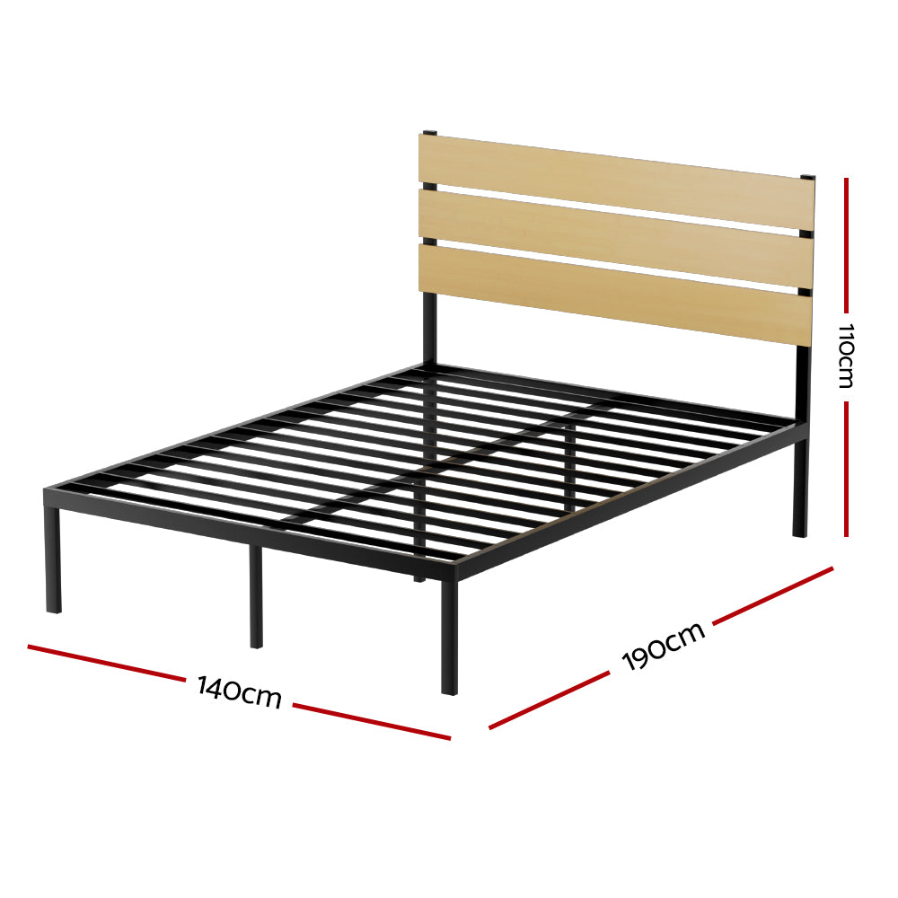 Artiss Paula Metal Bed Frame Double Black Steel MDF