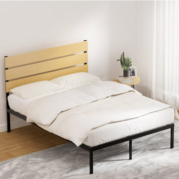 Artiss Paula Metal Bed Frame Double Black Steel MDF