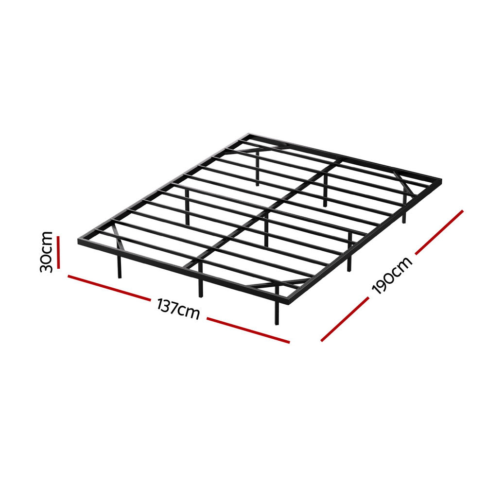 Artiss Metal Double Bed Frame with LED Underglow Platform Black