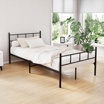 Artiss Metal Bed Frame with Headboard King Single Black