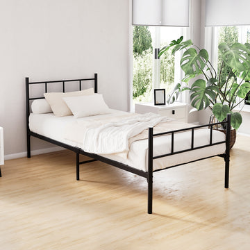 Artiss SOL Metal Single Bed Frame with Headboard and Footboard Black