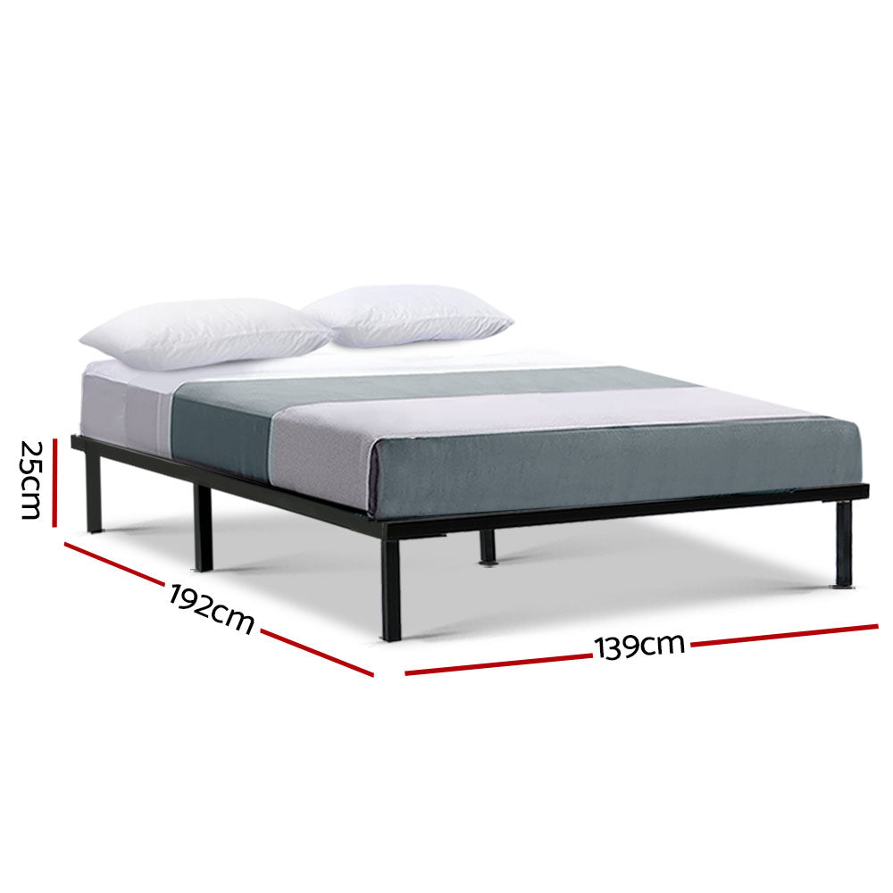 Artiss Ted Metal Bed Frame Double Black Steel