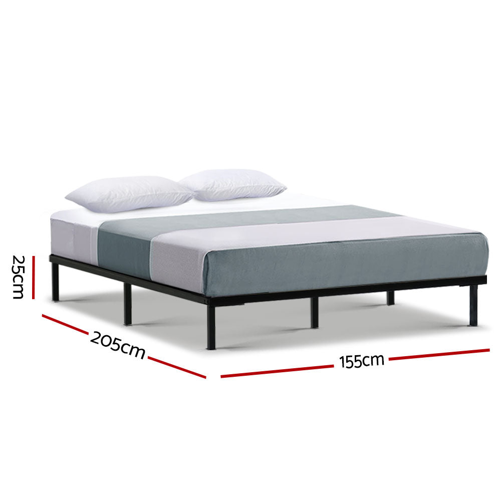 Artiss Ted Metal Bed Frame Queen Black Steel 300kg