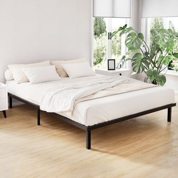 Artiss Ted Metal Bed Frame Queen Black Steel 300kg