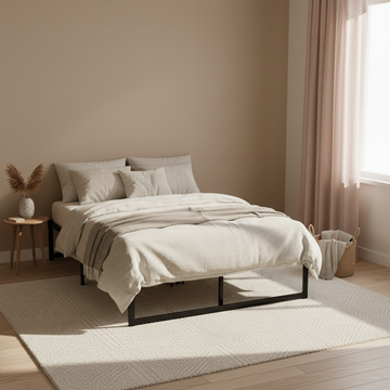 Artiss Tino Metal Bed Frame Double Black Steel