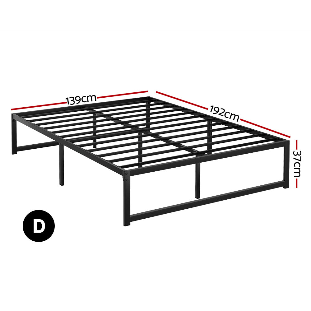 Artiss Tino Metal Bed Frame Double Black Steel