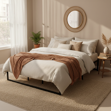 Artiss Tino Metal Bed Frame King Black Steel