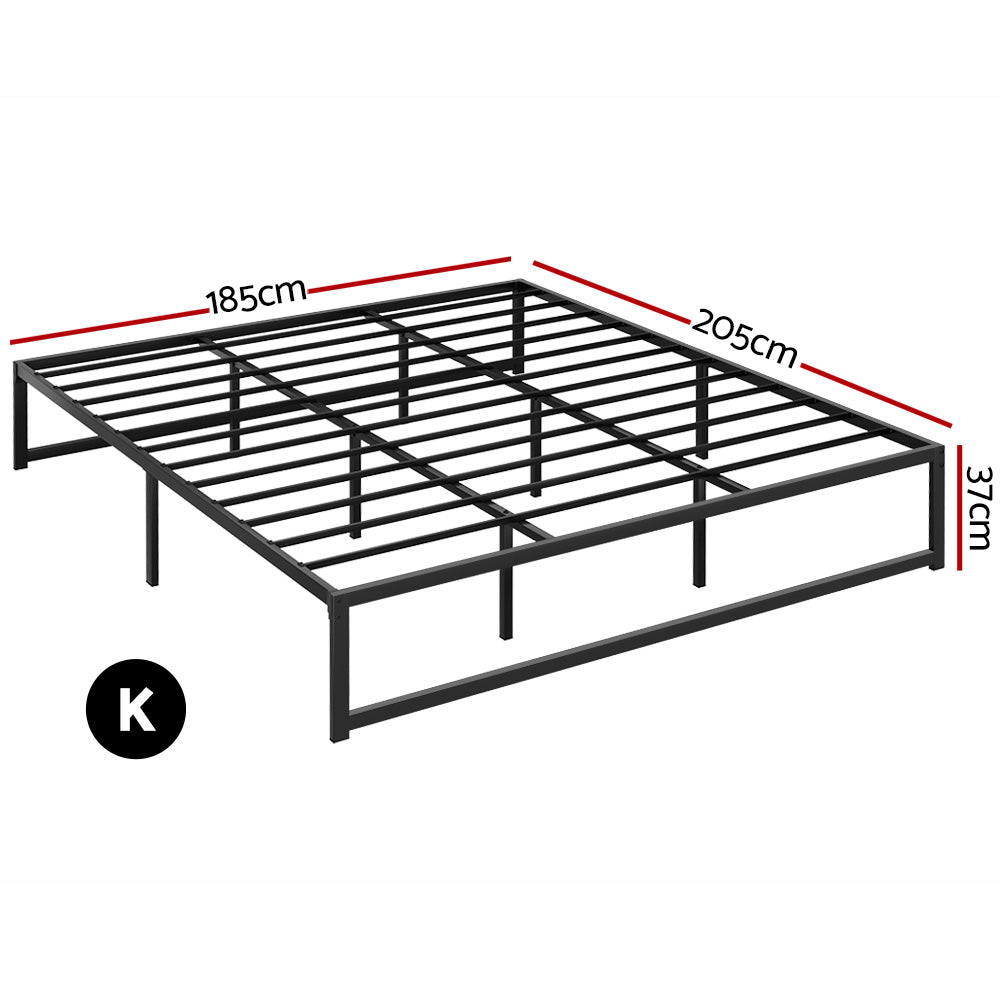 Artiss Tino Metal Bed Frame King Black Steel