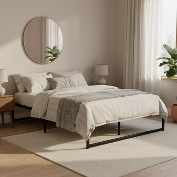 Artiss Tino Metal Bed Frame Queen Black Steel