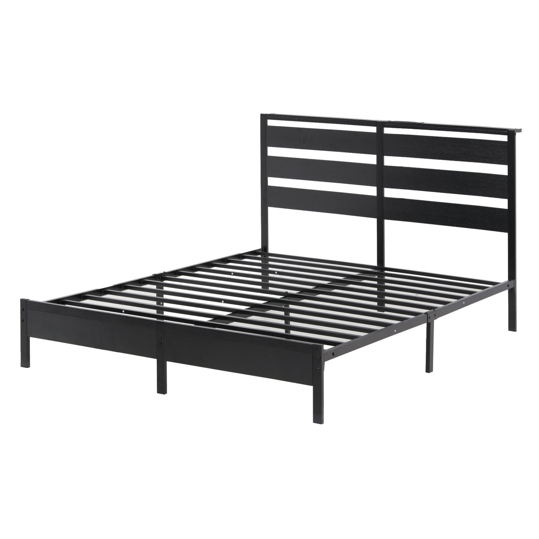 Artiss LED Metal Bed Frame Queen Size RGB Charging Station Black