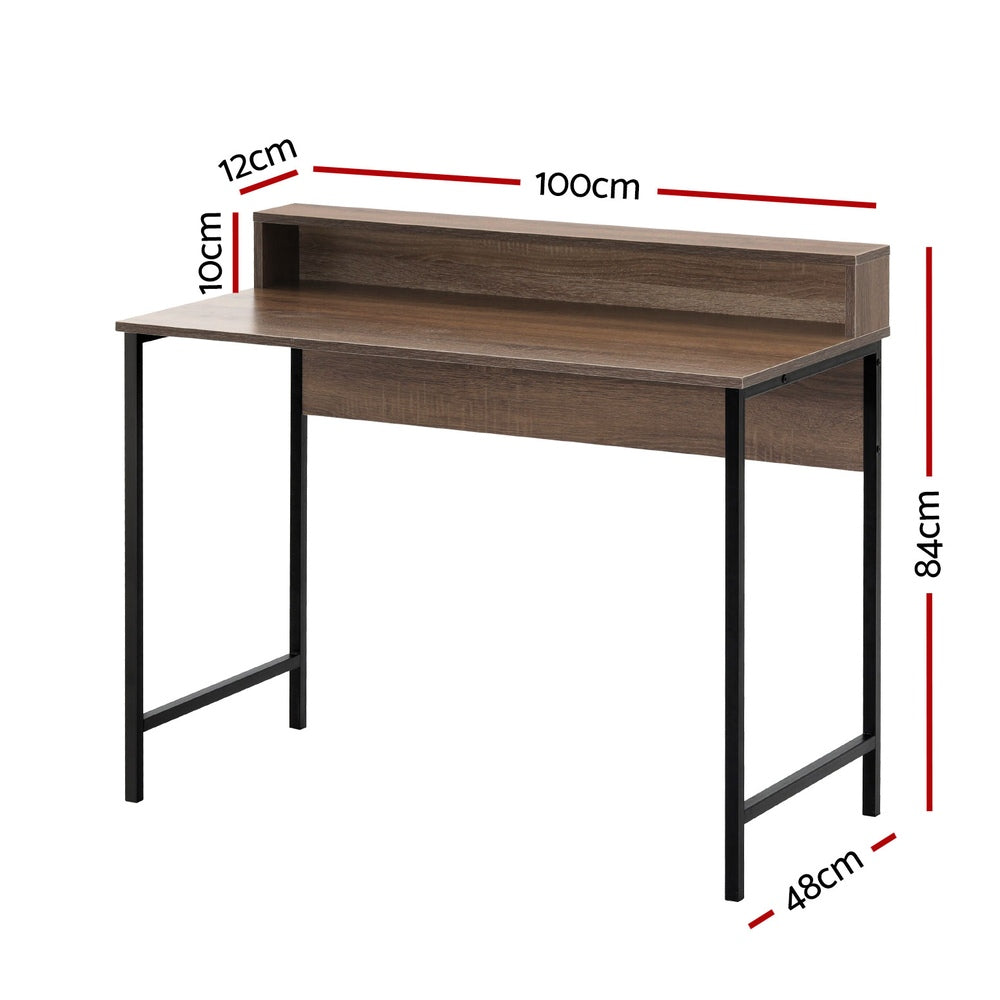 Artiss Computer Desk with Extra Shelf Space Oak 100cm