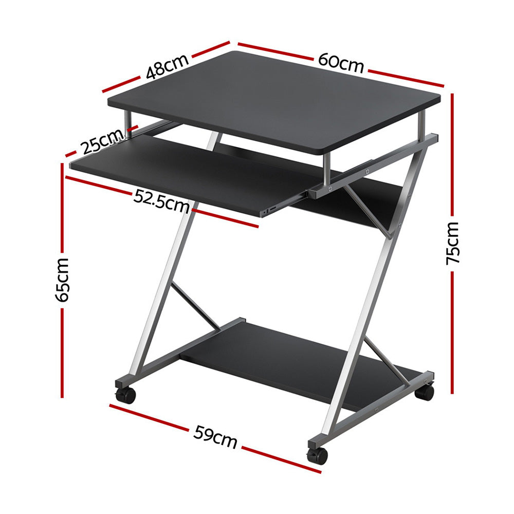 Artiss Computer Desk with Keyboard Tray and Lower Shelf Black
