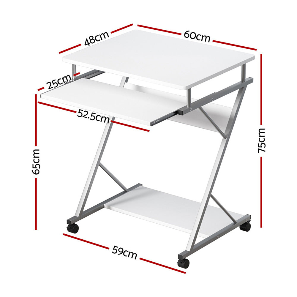 Artiss Computer Desk with Keyboard Tray and Lower Shelf White