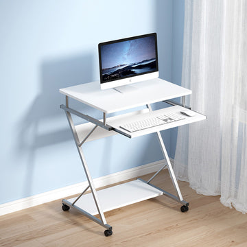 Artiss Computer Desk with Keyboard Tray and Lower Shelf White