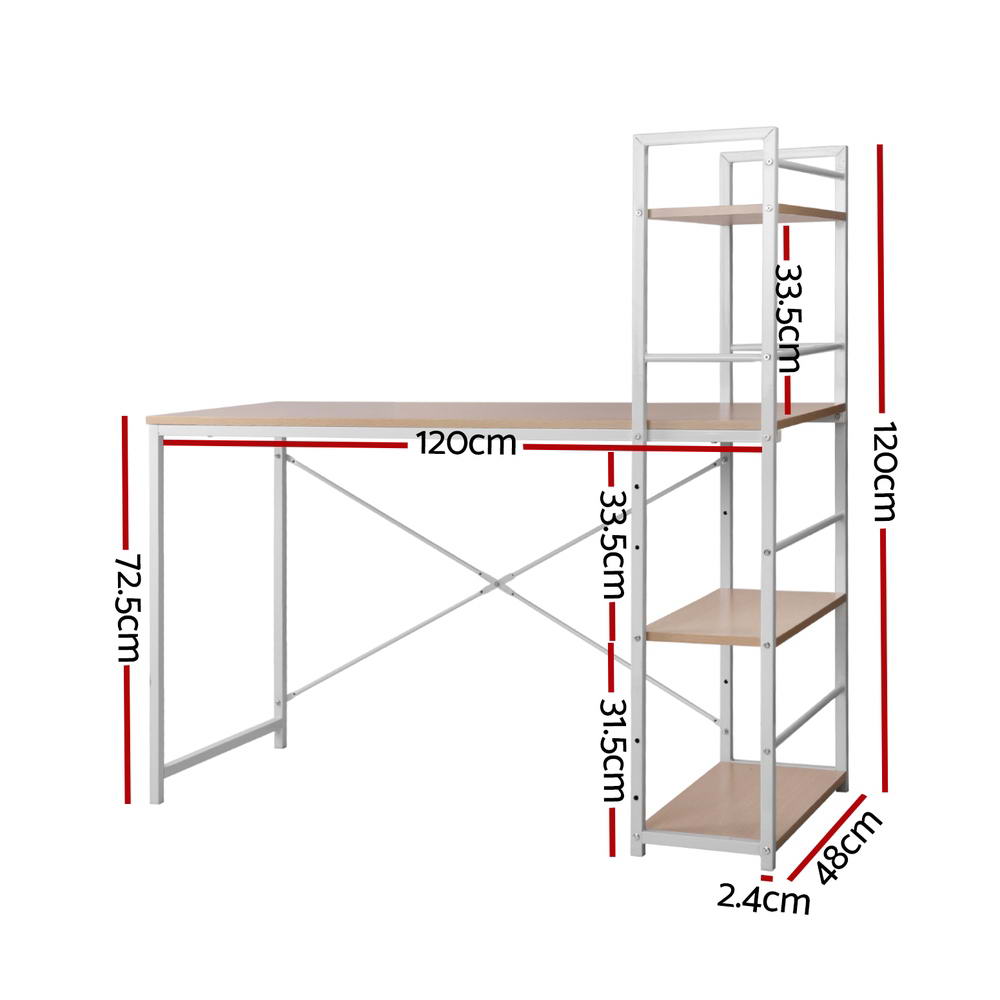 Artiss Computer Desk with Open Shelves Oak 120cm