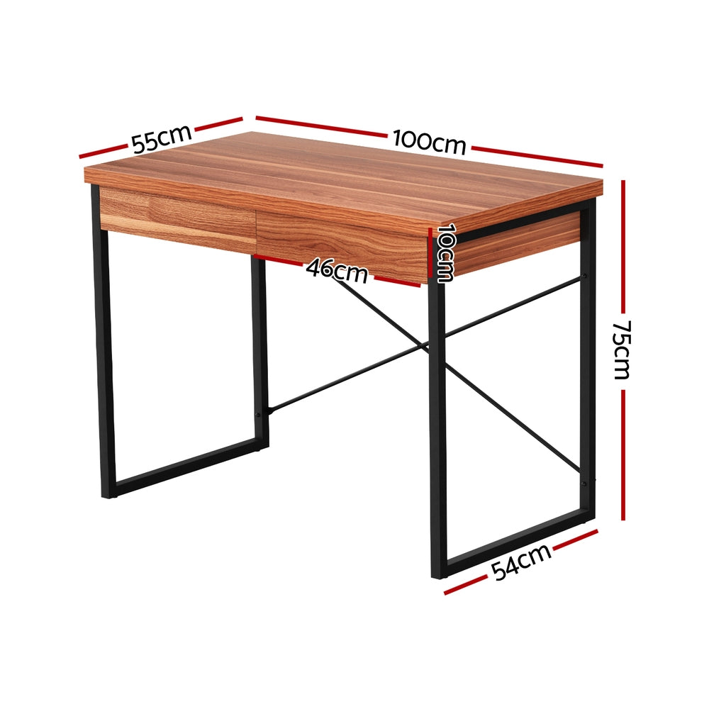 Artiss Computer Desk Steel Frame Walnut