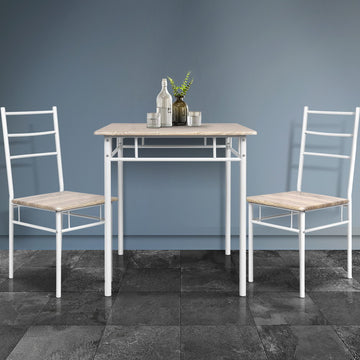 Artiss Industrial Dining Table Set 3-Piece Natural Oak