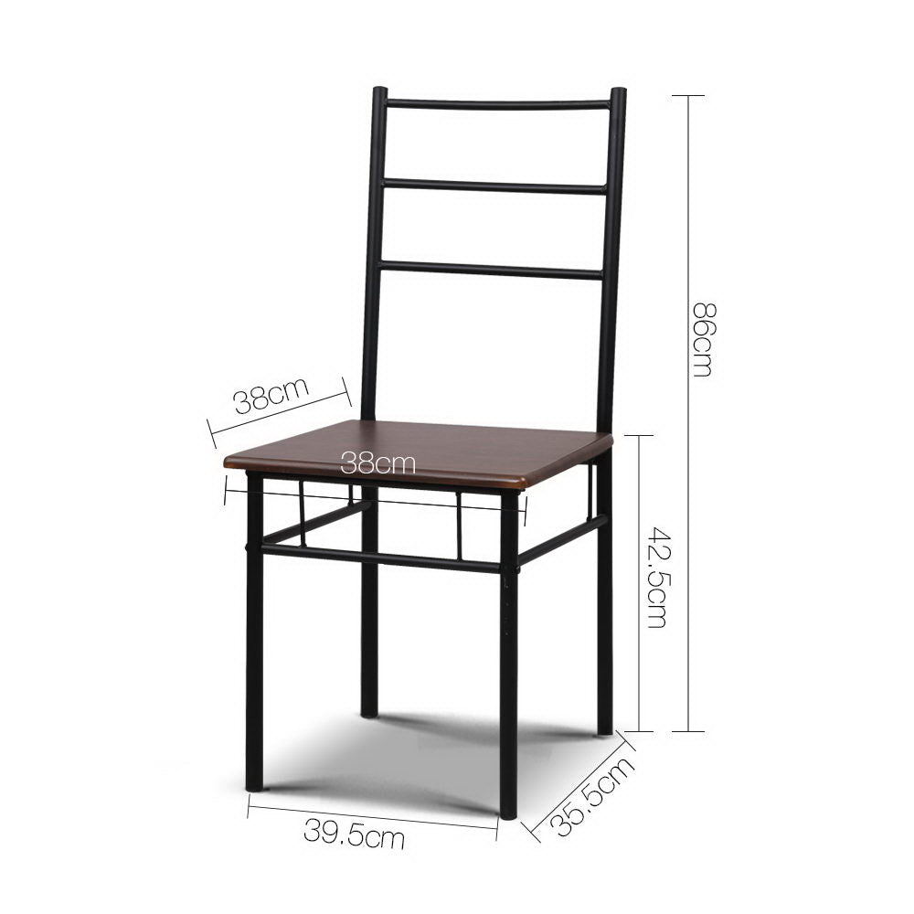 Artiss Industrial Dining Table and Chairs Set 3-Piece Walnut