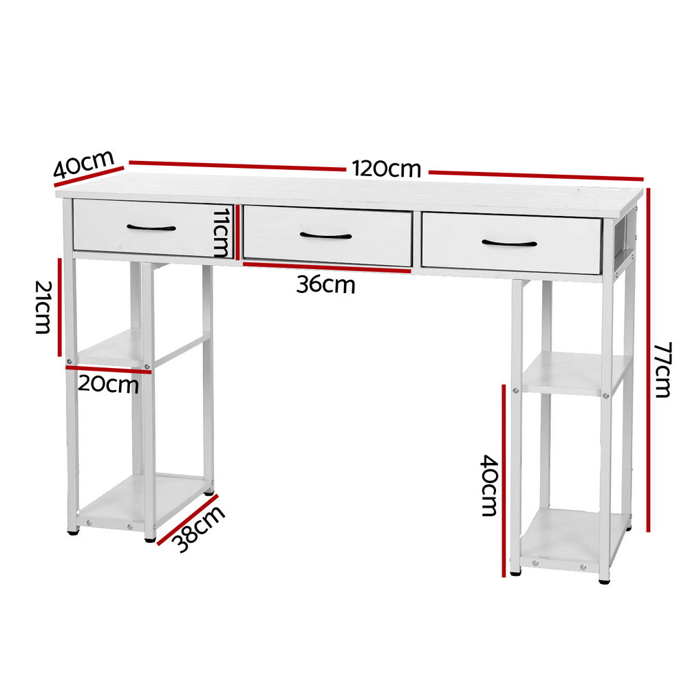 Artiss Study Desk with 4 Shelves and 3 Drawers 120cm White