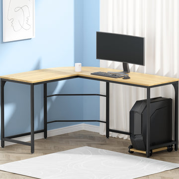 Artiss Computer Desk L-Shape Corner Unit with CPU Stand Oak