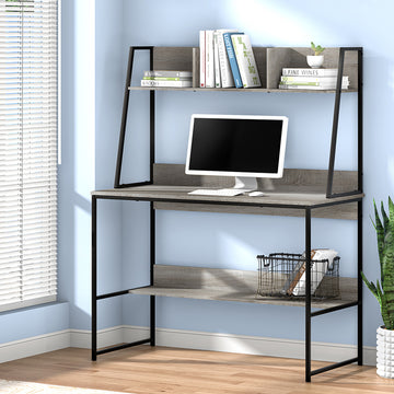 Artiss Computer Desk with Bookshelf Storage 100cm Grey