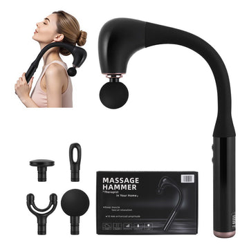 Everfit U-Shape Massage Gun Percussion Massager with 4 Heads Black