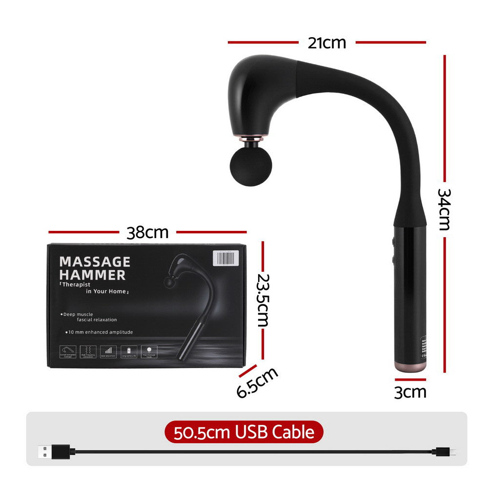 Everfit U-Shape Massage Gun Percussion Massager with 4 Heads Black