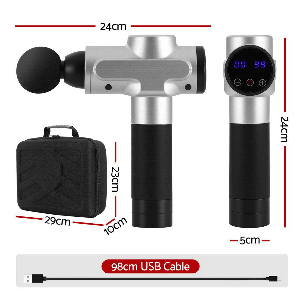 Everfit Percussion Massage Gun 30 Speed 6 Heads USB Rechargeable