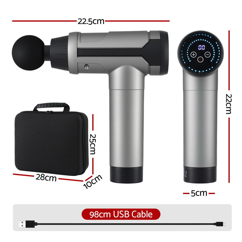 Everfit Massage Gun 30 Speed 6 Heads Percussion Massager Black