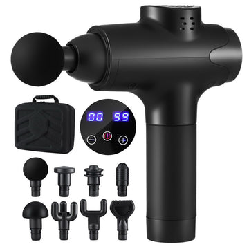 Everfit Percussion Massage Gun 30 Speed 8 Heads with Carry Case Black