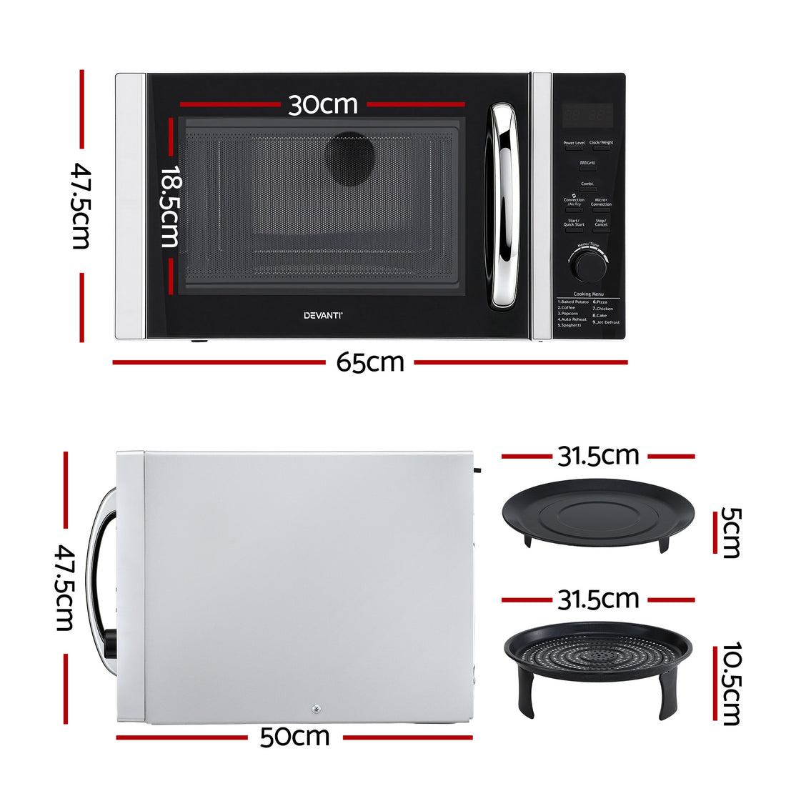 Devanti 30L 4-in-1 Microwave Air Fryer Convection Grill