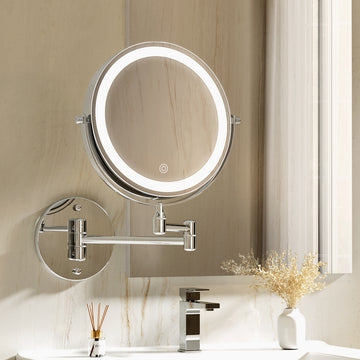 Embellir LED Makeup Mirror 10X Magnification Extendable Arm Silver