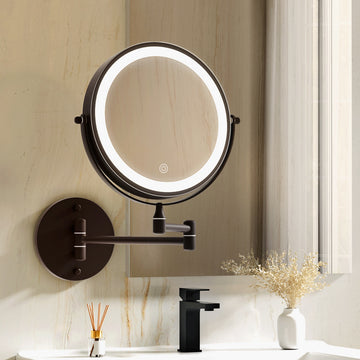 Embellir LED Makeup Mirror 10X Magnification Extendable Arm Brown