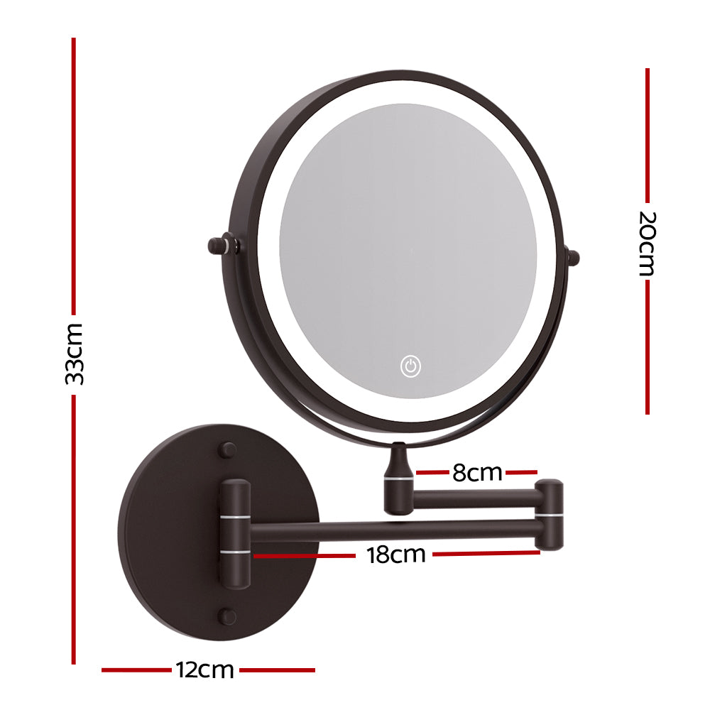 Embellir LED Makeup Mirror 10X Magnification Extendable Arm Brown