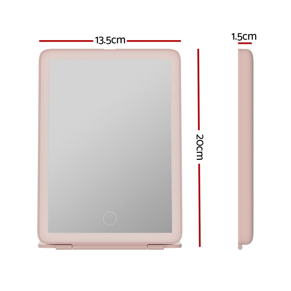 Embellir LED Travel Makeup Mirror Foldable Rechargeable Pink