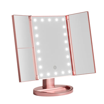 Embellir LED Makeup Mirror 1X 2X 3X Magnification Tri-fold Pink