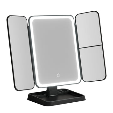 Embellir LED Makeup Mirror 1X 2X 3X Tri-fold Adjustable Light Black