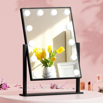 Embellir LED Hollywood Makeup Mirror with Touch Control Rotating Stand Black