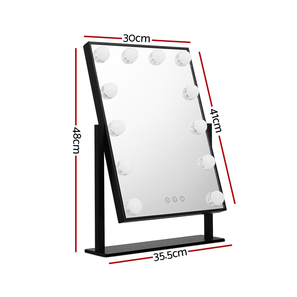 Embellir LED Hollywood Makeup Mirror with Touch Control Rotating Stand Black