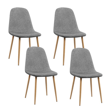 Artiss Dining Chairs Set of 4 Linen Fabric Light Grey