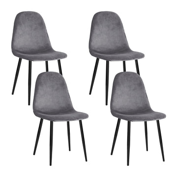 Artiss Dining Chairs Set of 4 Velvet Upholstery Dark Grey
