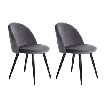 Artiss Velvet Dining Chairs Set of 2 Solid Curved Dark Grey