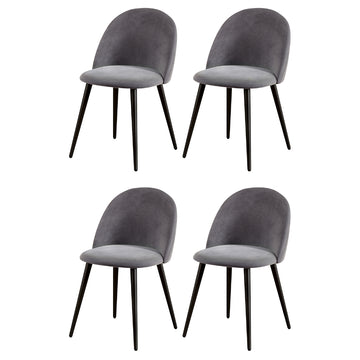 Artiss Velvet Dining Chairs Set of 4 Curved Dark Grey
